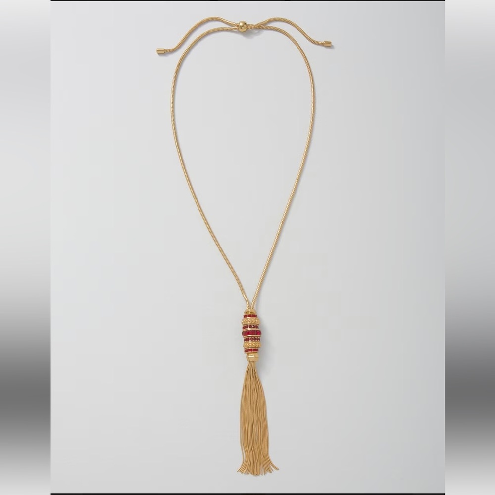WHBM Red Rings Adjustable Tassel Necklace